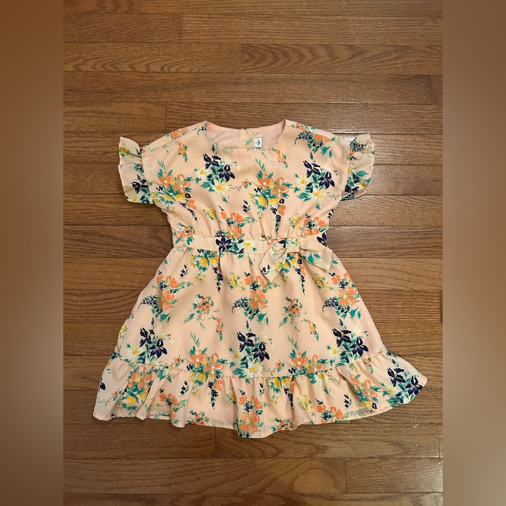 Janie and Jack Peach Floral Spring Easter Dress Size 4